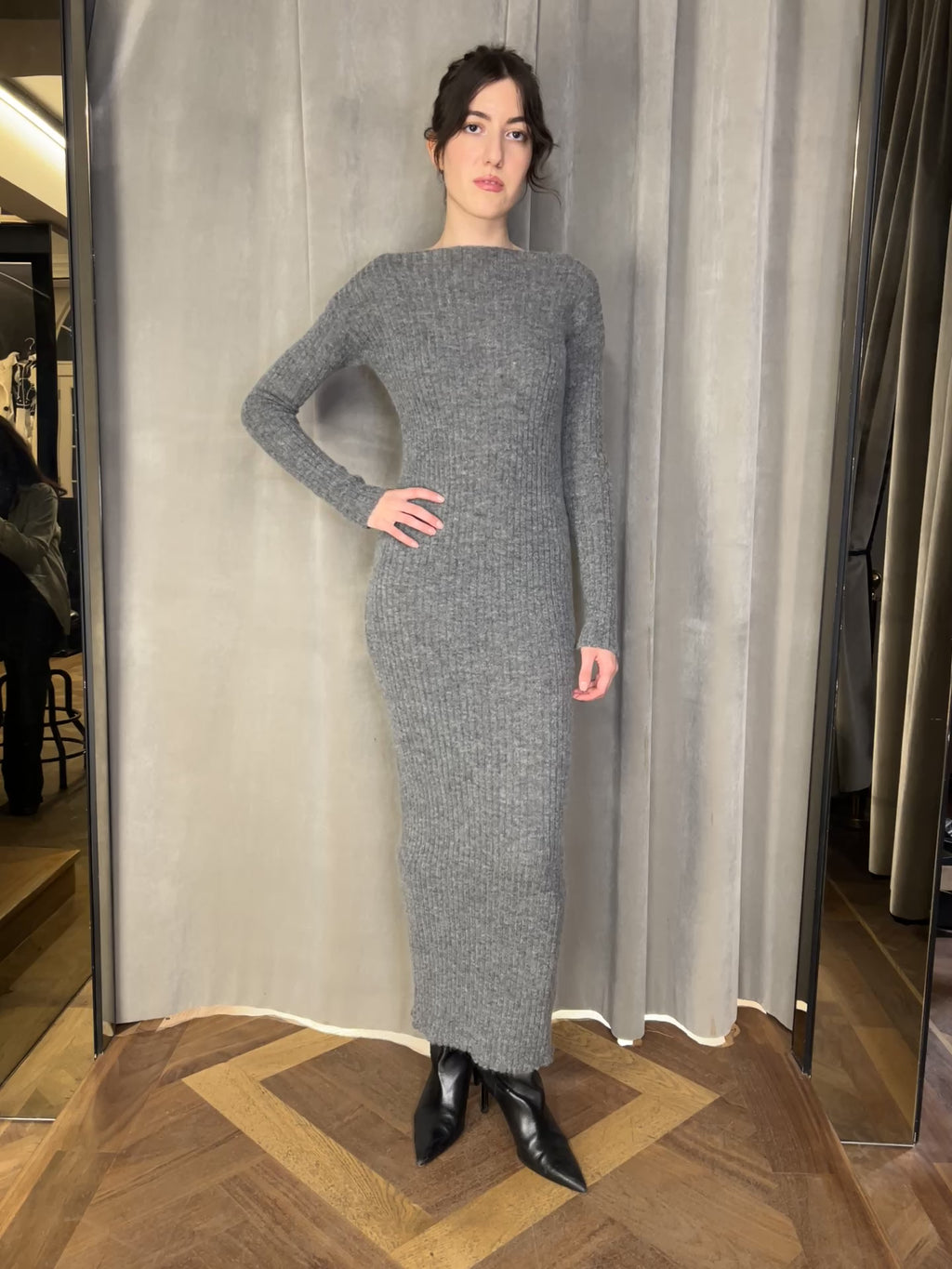 Giselle Alpaca Mohair Knitted Dress Grey Women