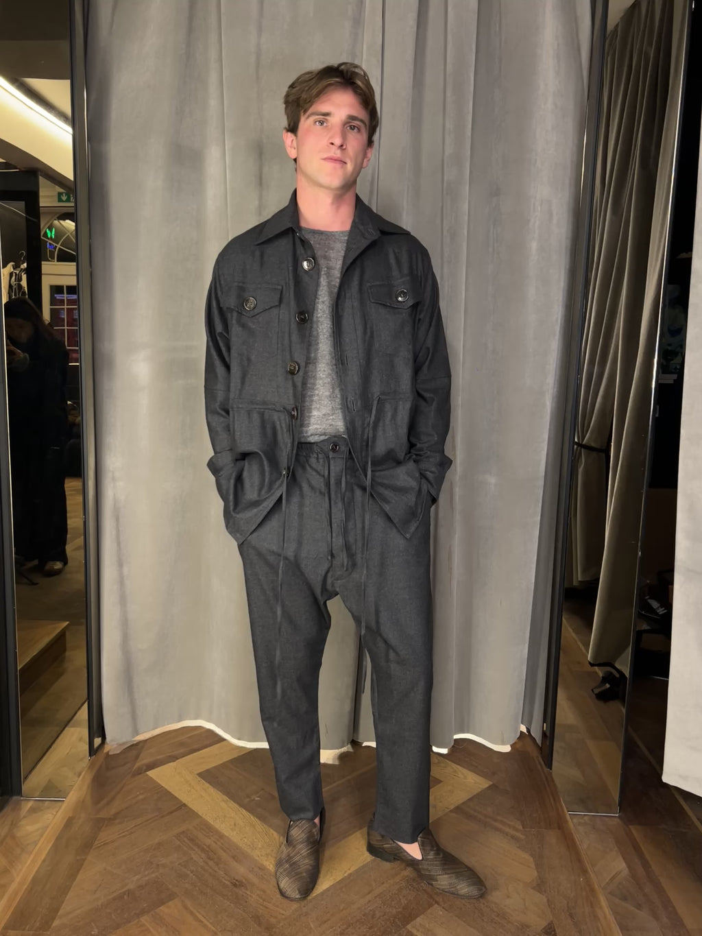 Brieuc Angora Flannel Overshirt Grey Men