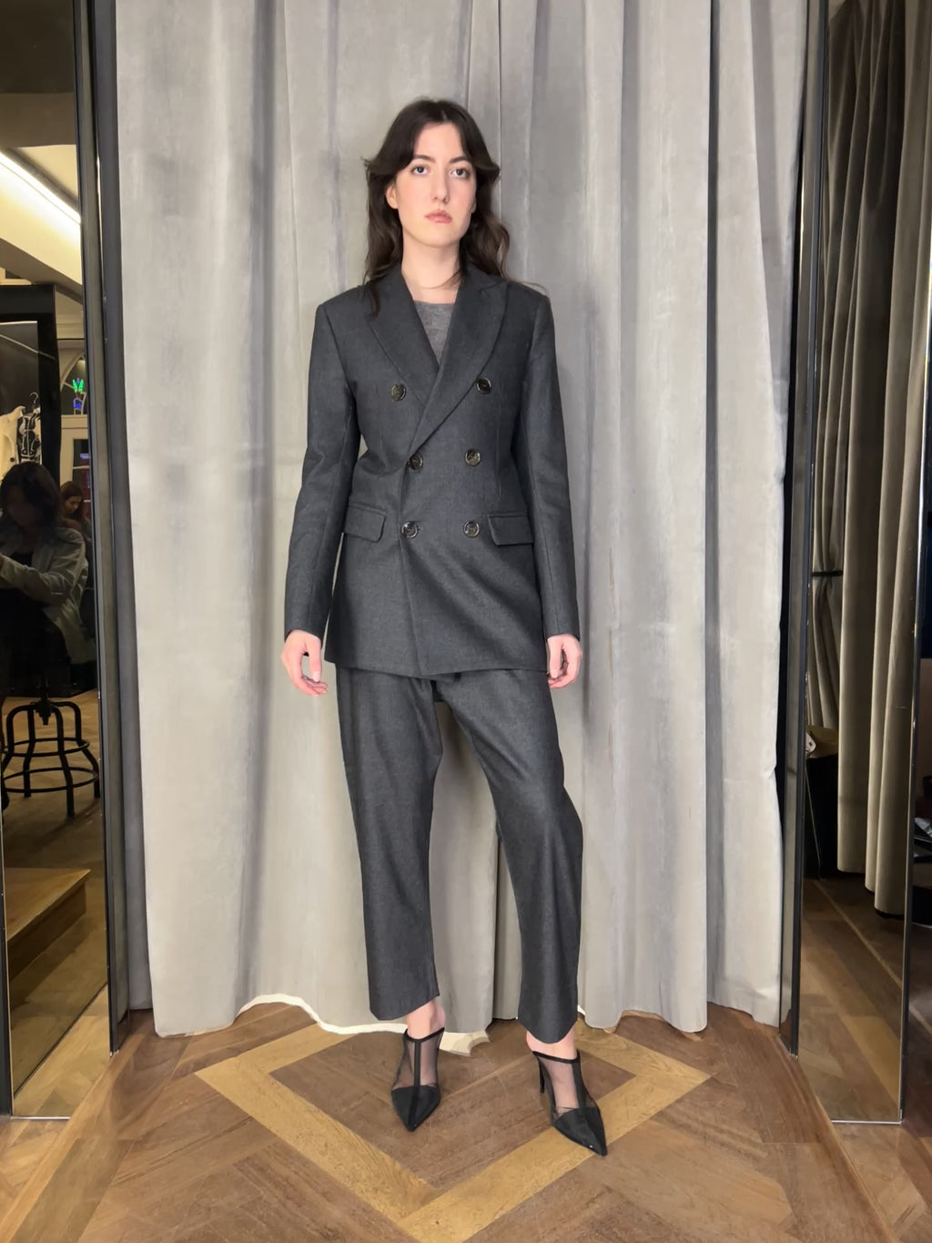 Michael DB Angora Flannel Jacket Grey Women