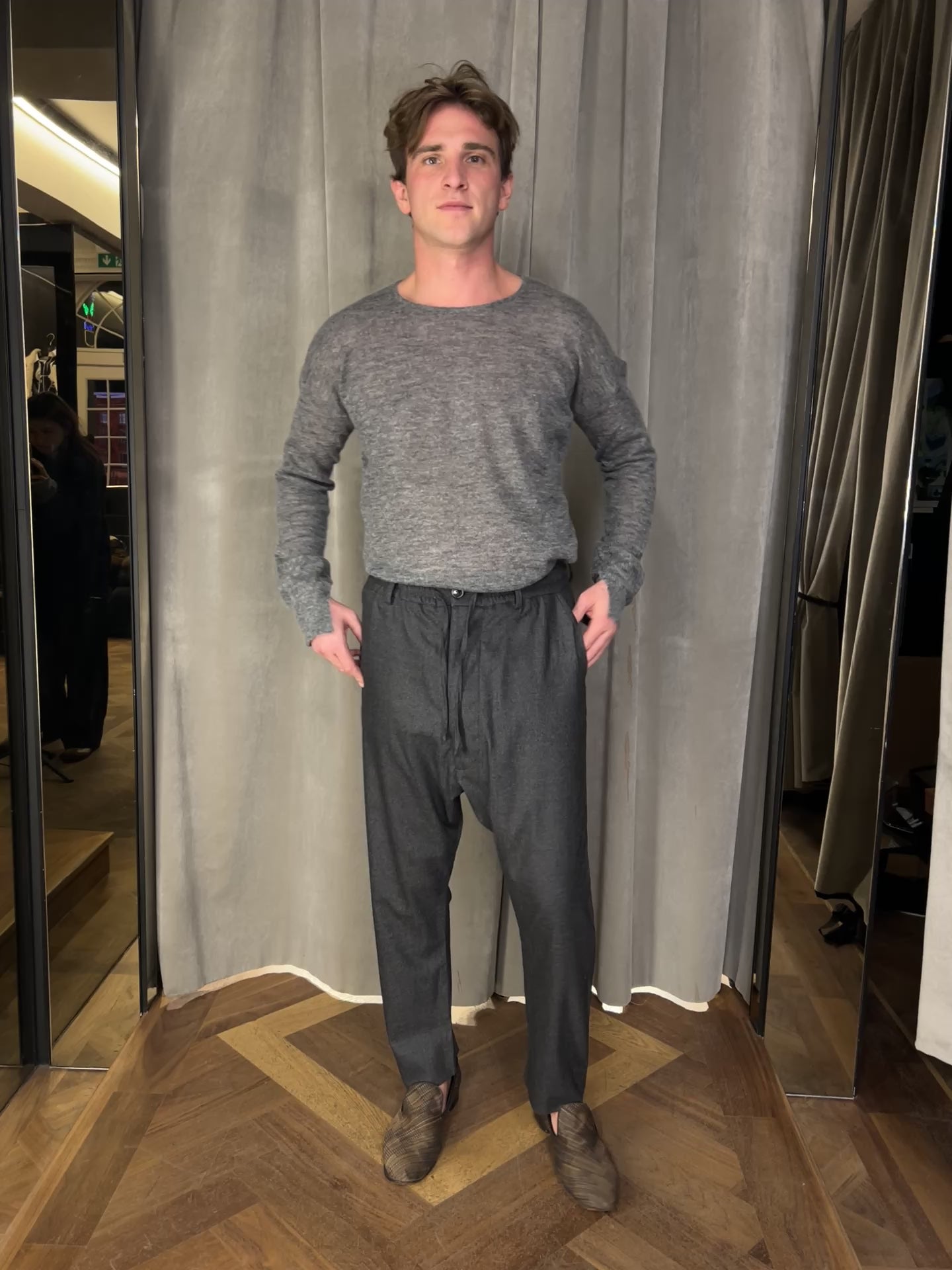 Roberto Alpaca Mohair Knitted Pullover Grey Men